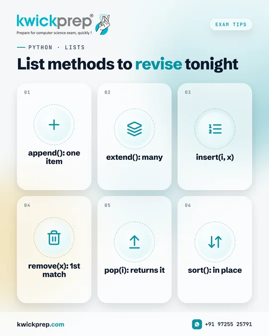 List methods to revise tonight