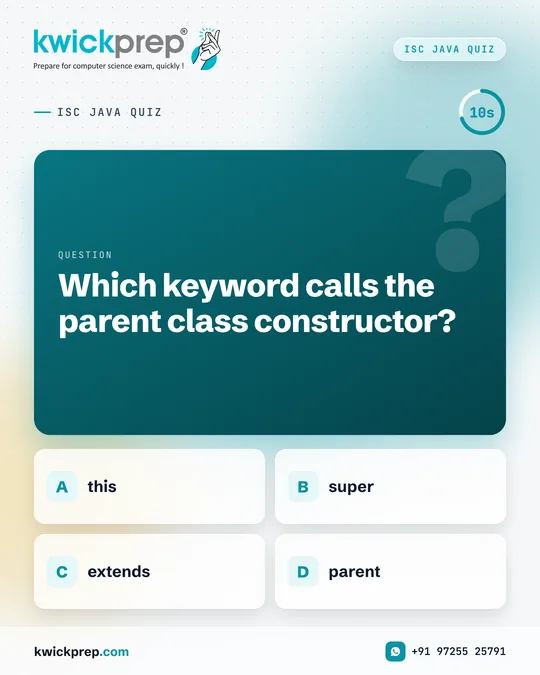 Which keyword calls the parent class constructor?