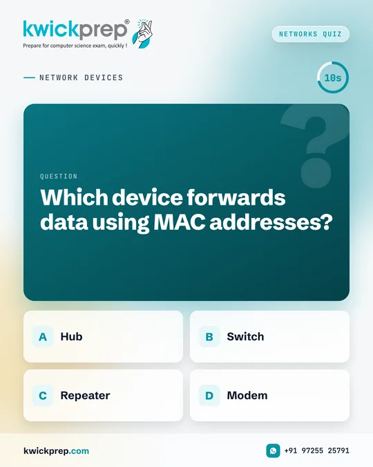 Which device forwards data using MAC addresses?
