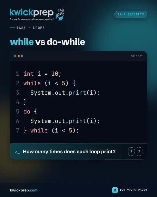How many times does each loop print?