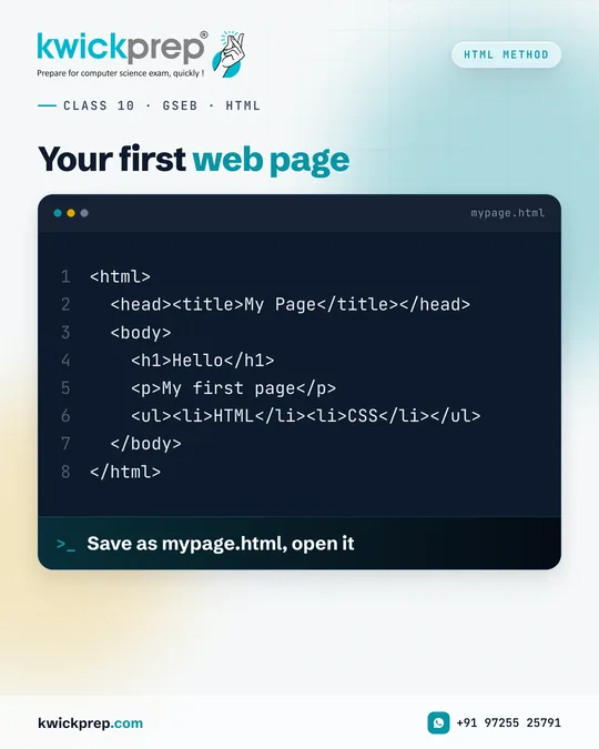 Save as mypage.html, open it