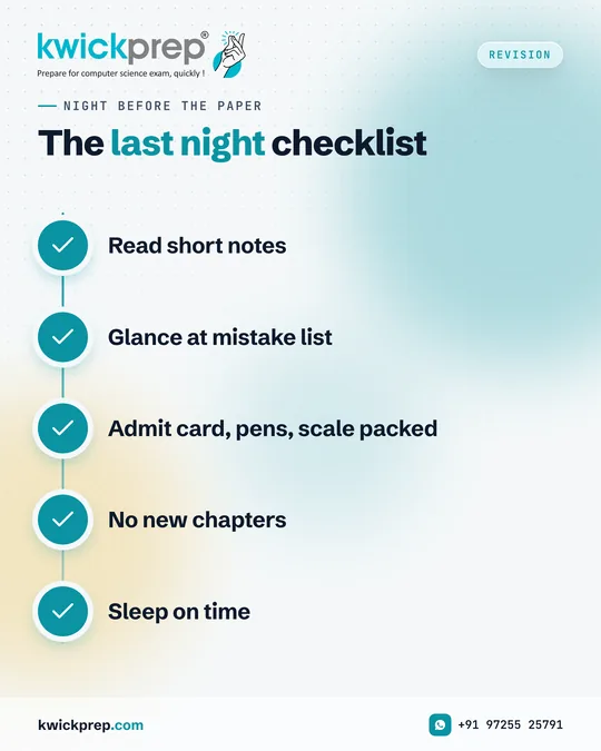 The last night checklist