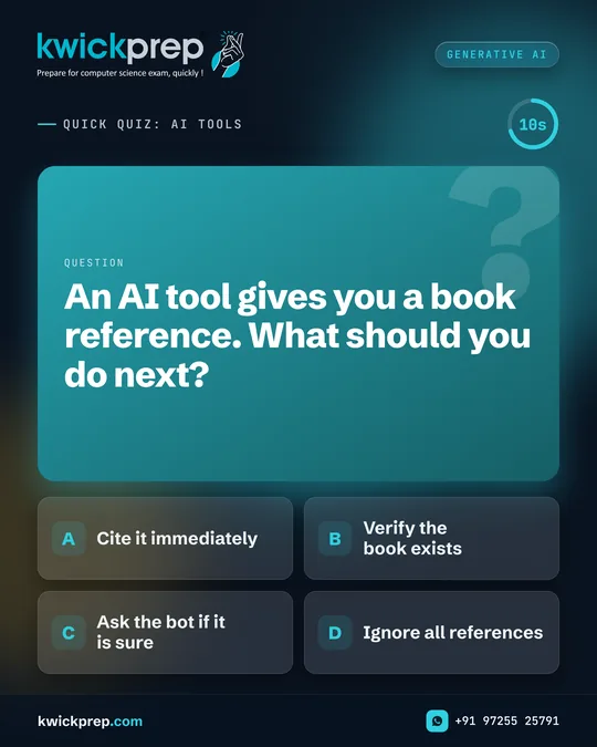 An AI tool gives you a book reference. What should you do next?
