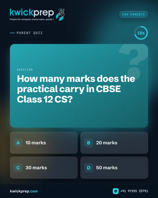 How many marks does the practical carry in CBSE Class 12 CS?