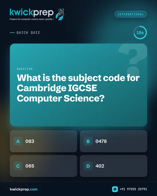 What is the subject code for Cambridge IGCSE Computer Science?