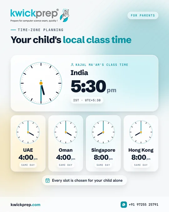 Your child's local class time