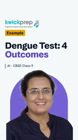 Dengue test table of four outcomes with prediction and reality.