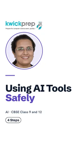 Checklist: teacher-approved tool, no personal details, clear prompt, check facts with textbook.