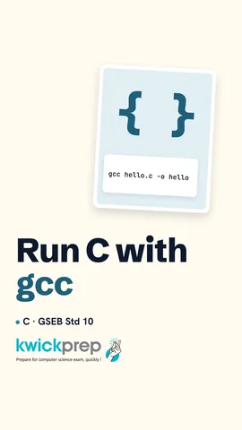 Terminal: gcc hello.c -o hello, then ./hello prints Hello.
