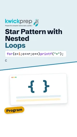 C nested for loops printing *, **, *** on three lines.