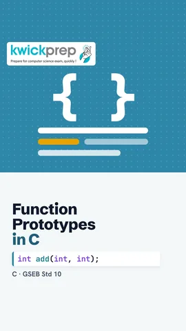 Slide: int add(int, int); goes before main and ends with a semicolon, no body.
