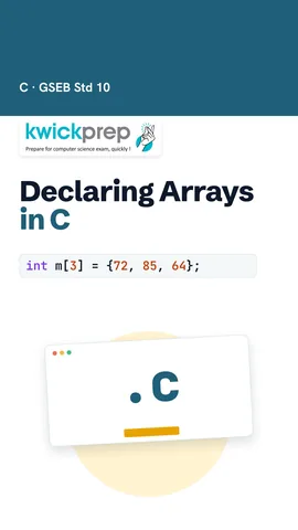 C code int m[3] = {72, 85, 64}; printf m[0], output 72.