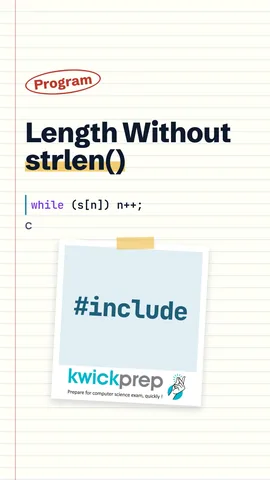 C code while (s[n]) n++; for "Surat", output 5.