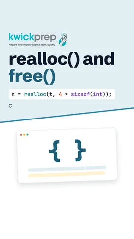 Slide: realloc keeps old values, save result in a new pointer, free each block once.