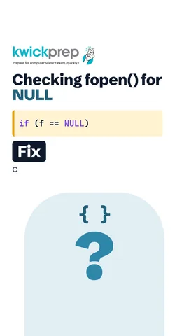 C code FILE *f = fopen("x.txt", "r"); if (f == NULL) printf Cannot open; else fclose(f);