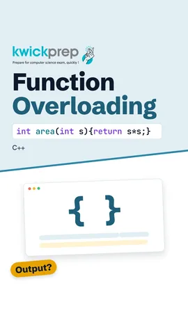 C++ code with int area(int s) and int area(int l, int b), area(5) output 25.