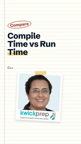 Table comparing compile time and run time: binding, uses, speed.