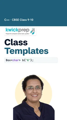 C++ template struct Box with T v, Box<char> b{K}, output K.