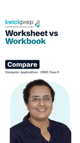 Table comparing worksheet and workbook, with Ctrl+S to save.