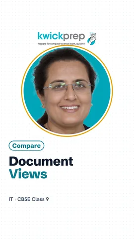 Table of Writer document views Normal, Web and Full Screen with uses.