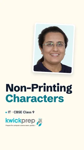 Table of non-printing marks: pilcrow for Enter, dot for space, arrow for tab.