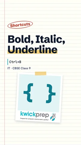Table of Ctrl+B, Ctrl+I and Ctrl+U shortcuts.