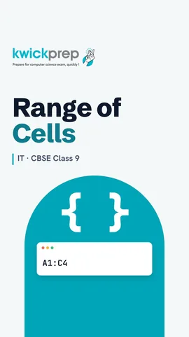 Table of three kinds of range with examples B2:B6, B2:F2 and A1:C4.