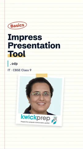 Slide listing Impress facts: makes and shows slides, free and open source, saves .odp.