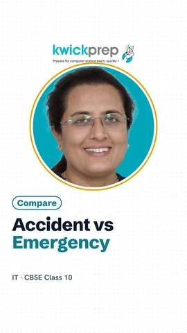 Table: accident is small cut, emergency is fire or fainting.