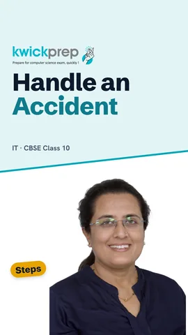 Steps: stay calm and check safety, call 112 if serious, give first aid, report.