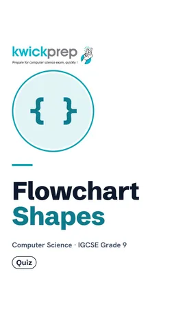 Table of flowchart shapes: terminator, parallelogram, rectangle, diamond.