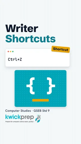 Table of Writer shortcuts: bold, italic, underline, undo.