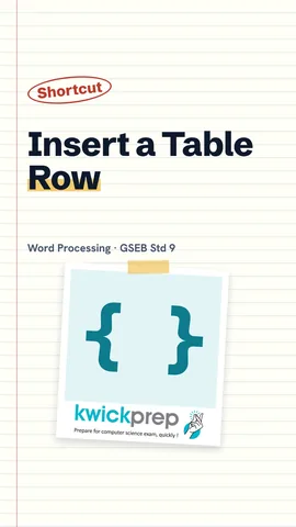 Steps: click a cell, then Table > Insert > Rows Below.