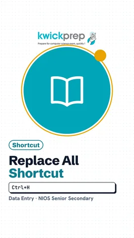 Table of Cut, Copy, Paste and Replace shortcuts with notes.