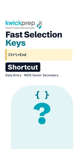 Table of four fast keys for moving and selecting text.