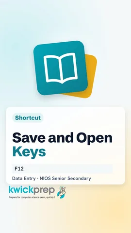 Table of three workbook shortcuts: save, save as and open.