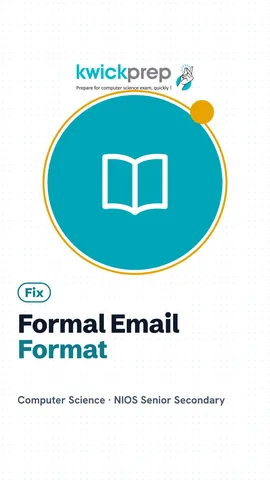 Table of formal email parts: subject, greeting, body, closing.