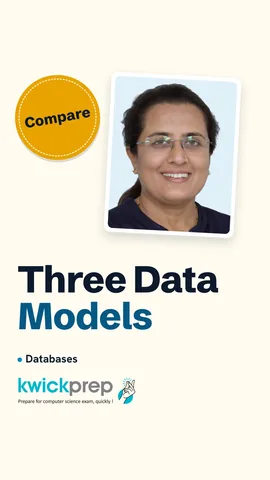 Three data models drawn as a tree, a web and a table.