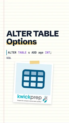 ALTER TABLE statements adding, modifying and dropping a column.