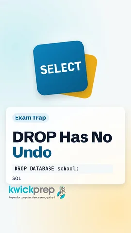 DROP TABLE and DROP DATABASE statements with a warning.