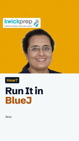 Reel listing the four BlueJ steps to compile and run a Hello class.
