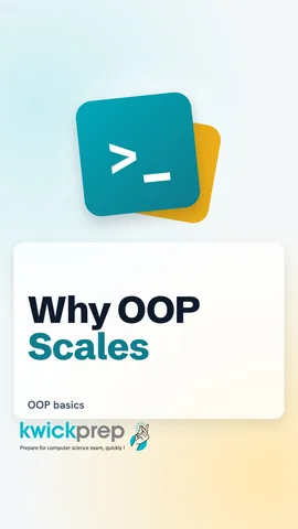 Bullet list: each class does one job, inheritance reuses code, fix one class not the app.
