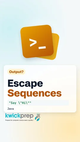Reel listing Java escape sequences and what each one prints.