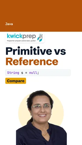 Reel comparing primitive and reference variables on what they hold and whether they can be null.