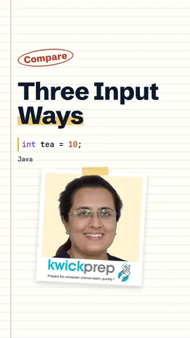 Reel table of three input ways with a code example each.