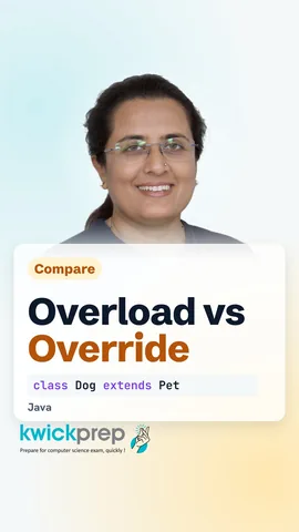 Reel comparing overloading and overriding on class, parameters and timing.