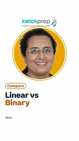 Reel comparing linear and binary search on sorting need, method and speed.