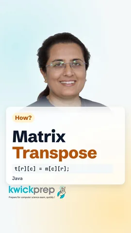 Reel showing a 2 by 3 matrix beside its 3 by 2 transpose.