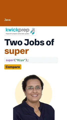 Reel showing super() calling a parent constructor and super.info() calling a parent method.