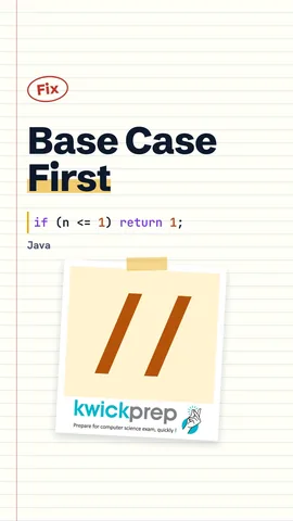 Reel labelling the base case and recursive case of a factorial method.